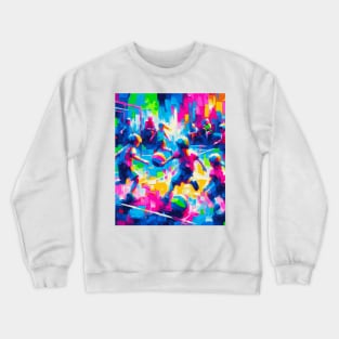 Abstract Painting of Kids Playing Basketball Crewneck Sweatshirt